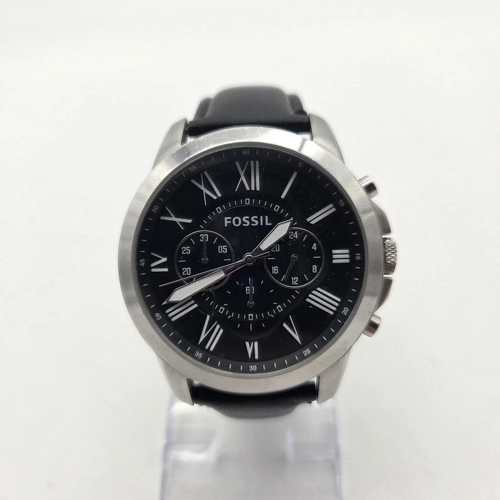 Fossil Grant FS4812 Chrono Chronograph Wrist Watch Leather Strap Mens